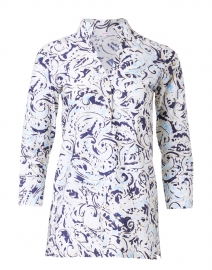 Blue Paisley Printed Stretch Cotton Tunic