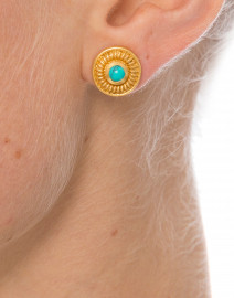 RTV - Sofia Turquoise Gold Stud Earrings