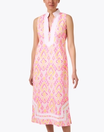 Front image thumbnail - Sail to Sable - Pink Ikat Print Cotton Tunic Dress