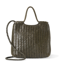 Back image thumbnail - Bembien - Mena Olive Woven Leather Tote