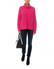 Hot Pink Cable Knit Merino Wool Sweater