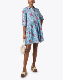 Look image thumbnail - Ro's Garden - Deauville Blue and Pink Print Shirt Dress