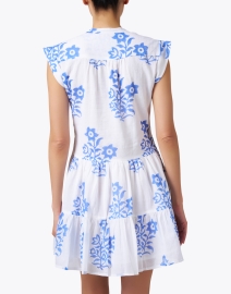 Back image thumbnail - Oliphant - White and Blue Print Cotton Dress