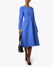 Look image thumbnail - Lafayette 148 New York - Blue Wool Crepe Cocktail Dress