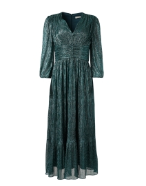 Product image thumbnail - Shoshanna - Clara Teal Metallic Chiffon Dress