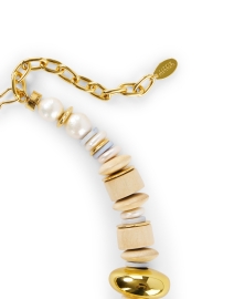 Back image thumbnail - Lizzie Fortunato - Interval Wood and Gold Necklace