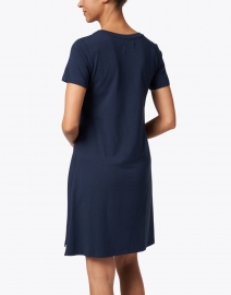 Back image thumbnail - Southcott - Elinor Navy Bamboo Cotton T-Shirt Dress