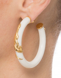 White Resin Gold Cobra Hoop Earrings