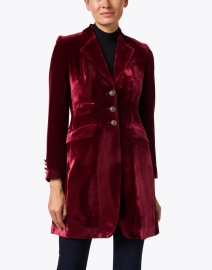 Front image thumbnail - T.ba - Burgundy Classic Velvet Coat