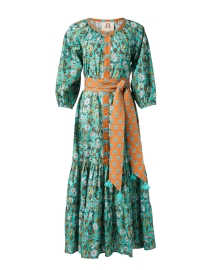 Johanna Teal and Orange Print Cotton Dress