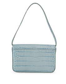 Back image thumbnail - Loeffler Randall - Stefania Blue Croc Leather Baguette Shoulder Bag