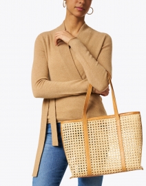 Look image thumbnail - Bembien - Margot Natural Rattan and Caramel Leather Tote