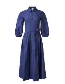 Abete Blue Cotton Shirt Dress