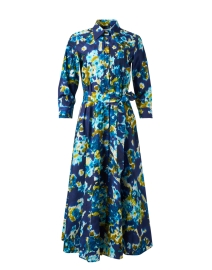 Sara Roka - Davida Blue Multi Print Cotton Shirt Dress