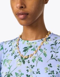Look image thumbnail - Kenneth Jay Lane - Gold and Pearl Floral Necklace