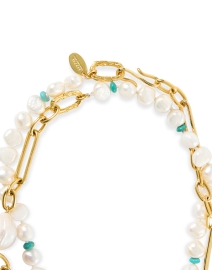 Back image thumbnail - Lizzie Fortunato - Harbor Turquoise and Pearl Link Necklace