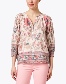 Front image thumbnail - Bell - Courtney Pink Print Cotton Silk Top