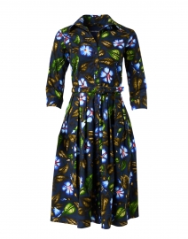 Audrey Indigo and Blue Floral Stretch Cotton Dress
