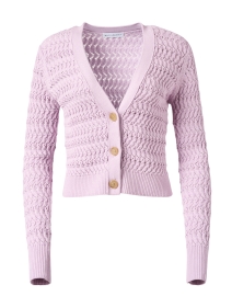 Product image thumbnail - White + Warren - Lavender Crocheted Cotton Cardigan