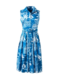 Product image thumbnail - Samantha Sung - Audrey Sea Blue Print Dress