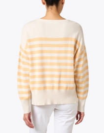 Back image thumbnail - Repeat Cashmere - Beige and Orange Stripe Cashmere Sweater