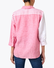 Back image thumbnail - Hinson Wu - Halsey Pink and White Linen Shirt