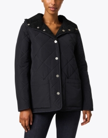 Front image thumbnail - Jane Post - Black Reversible Quilted Teddy Coat
