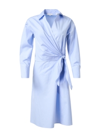 Light Blue Cotton Wrap Shirt Dress