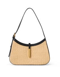 Product image thumbnail - DeMellier - Tokyo Raffia and Black Leather Shoulder Bag