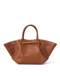 Back image thumbnail - DeMellier - New York Brown Contrast Stitch Leather Tote