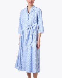 Front image thumbnail - Connie Roberson - Blue Gingham Shirt Dress
