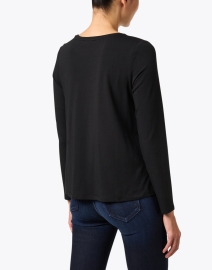 Back image thumbnail - Eileen Fisher - Black Stretch Jersey Top