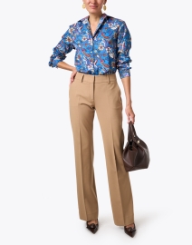 Look image thumbnail - Piazza Sempione - Camel Stretch Wool Straight Leg Pant 