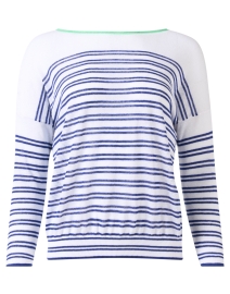 Product image thumbnail - Elliott Lauren - White and Blue Striped Sweater