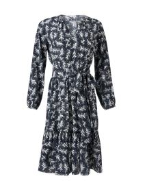 Pauline Navy Print Silk Dress