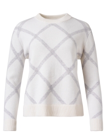 Product image thumbnail - Kinross - White Plaid Cashmere Sweater