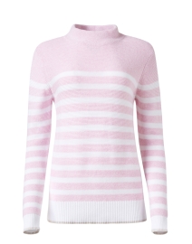 Product image thumbnail - Kinross - Pink and White Stripe Garter Stitch Cotton Sweater