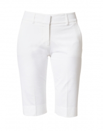 White Stretch Cotton Gabardine Bermuda Shorts