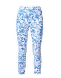 Blue Floral Print Pull On Pant