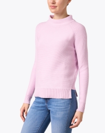 Front image thumbnail - Kinross - Pink Garter Stitch Cotton Sweater