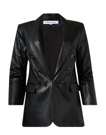 Product image thumbnail - Veronica Beard - Beacon Black Faux Leather Dickey Jacket