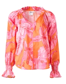 Finley - Candace Orange and Pink Floral Cotton Top