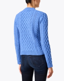 Back image thumbnail - Weekend Max Mara - Tilde Blue Wool Cable Knit Sweater