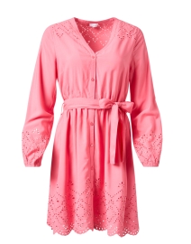 Product image thumbnail - Ecru - Moss Pink Embroidered Shirt Dress 