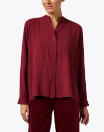 Front image thumbnail - Eileen Fisher - Red Silk Blouse