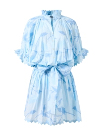 Juliet Dunn - Blouson Blue Floral Print Dress