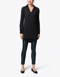 Charcoal Cashmere Tunic with Black Underlayer