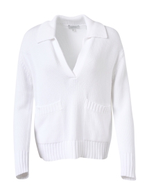 Product image thumbnail - Kinross - White Cotton Polo Sweater