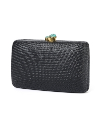 Front image thumbnail - Kayu - Jen Black Straw Clutch with Turquoise Closure