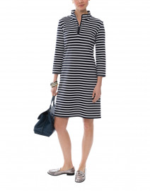 Enola Navy and White Striped Collared Dress
